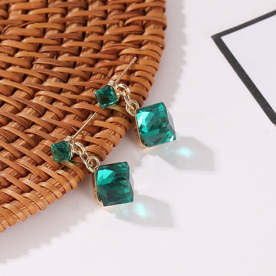 3Pairs Assorted Color Square Earrings Durable Alloy Ear Studs Gift Set ...