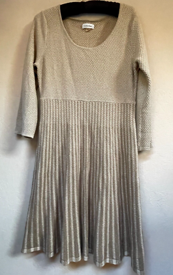 calvin klein metallic sweater dress Calvin Klein Women's Belted Metallic Colorblocked Sweater Dress (S,  Black/Gold)