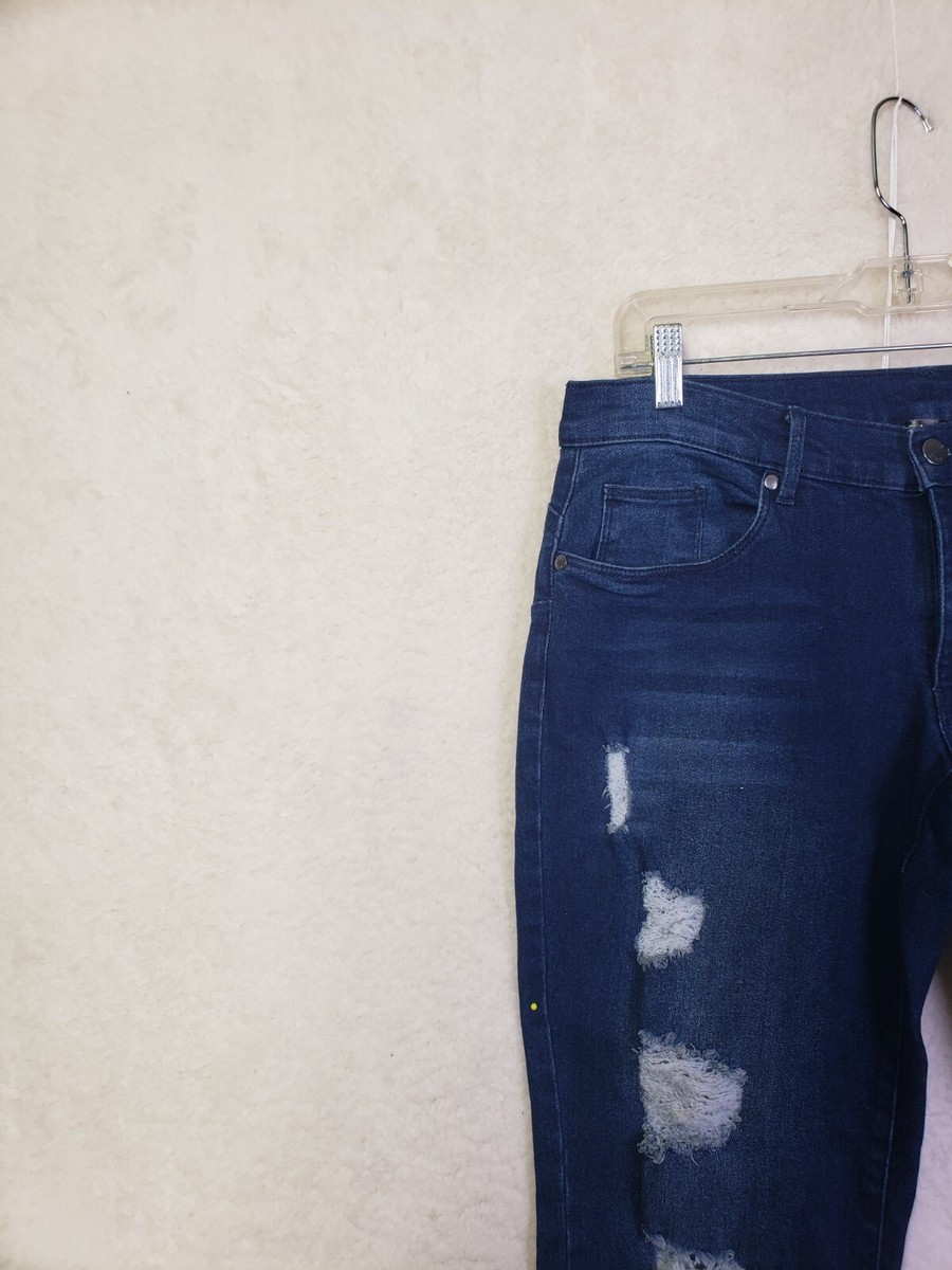 Venus Women Jeans 12 Blue Cotton Blend Mid Rise Distressed Regular - Main Image