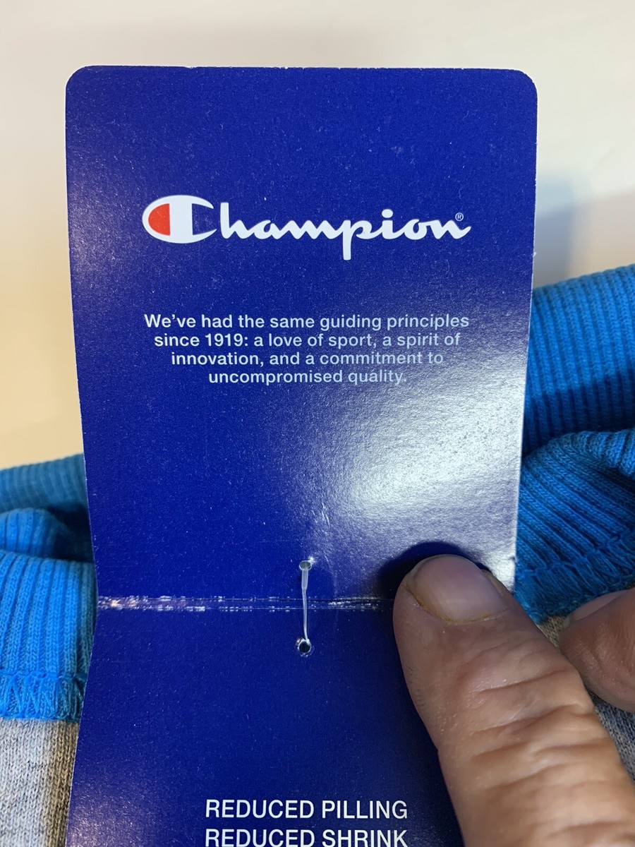 Champion Mens Powerblend Crewneck Sweatshirt, Script Logo size