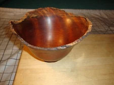 JERRY KERMODE Signed Hand Turned  Artist  RED Wood Natural edge  Bowl #12095