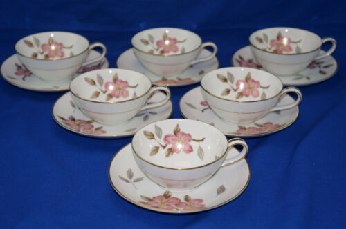 Vintage Noritake Evermore 9735 Saucers Floral Band Blue Gray Pink