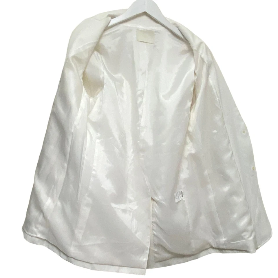 Blazer de gran tamaño talla pequeña blanco mezcla de algodón chaqueta de diseñador para mujer Corea Foto 4 de 4