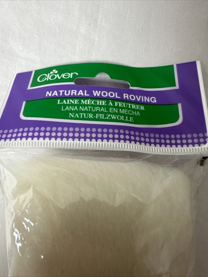 Clover 20 Grams Natural Wool Roving Off White 7920 2 pieces New - Image 3 of 4