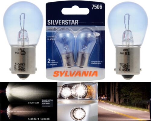 Sylvania Silverstar 7506 25W Two Bulbs Front Turn Signal Light Replace Upgrade - Picture 1 of 12