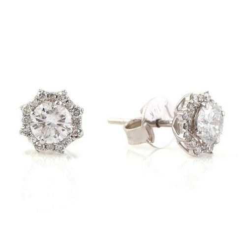 Boucles D'oreilles Cerceau En Or Blanc 18K Avec Diamants Ronds 1,10 Carats - Coupe Excellente, Clarté SI1 - Parfaite Pour Mariage & Occasions Spéciales