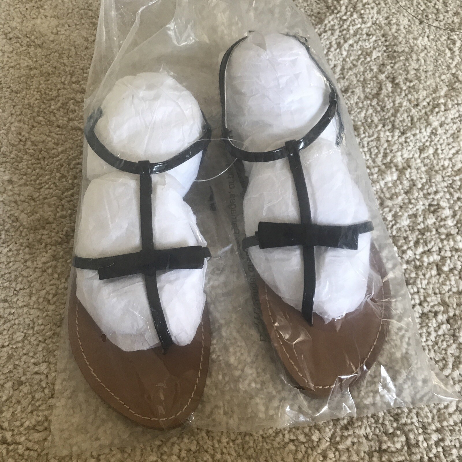 NWT Ann Taylor Loft Bow Flat Sandals Black Sz 7 | eBay