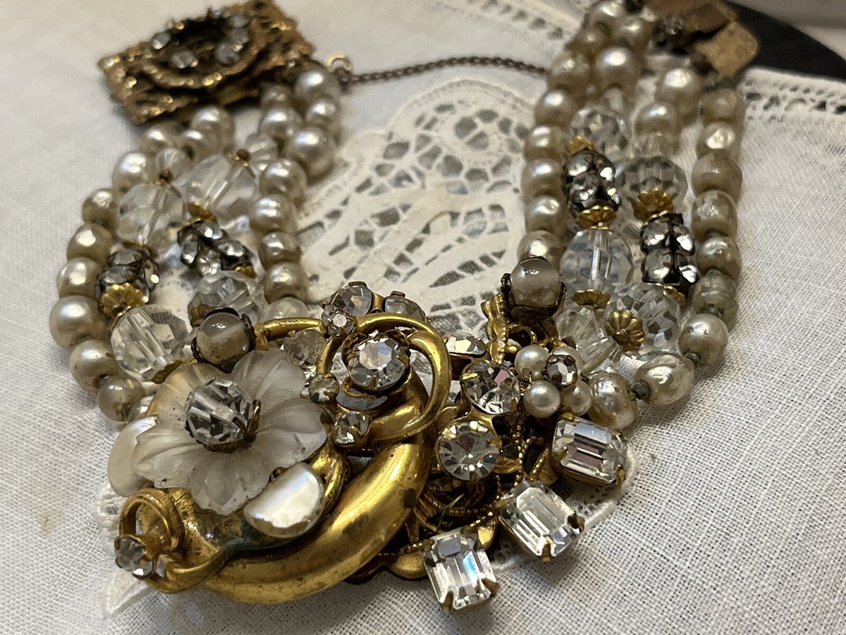 ラシャパール上下セットエレガント 852🌟Vintage Unsigned Horseshoe Haskell Rhinestone Pearl 4