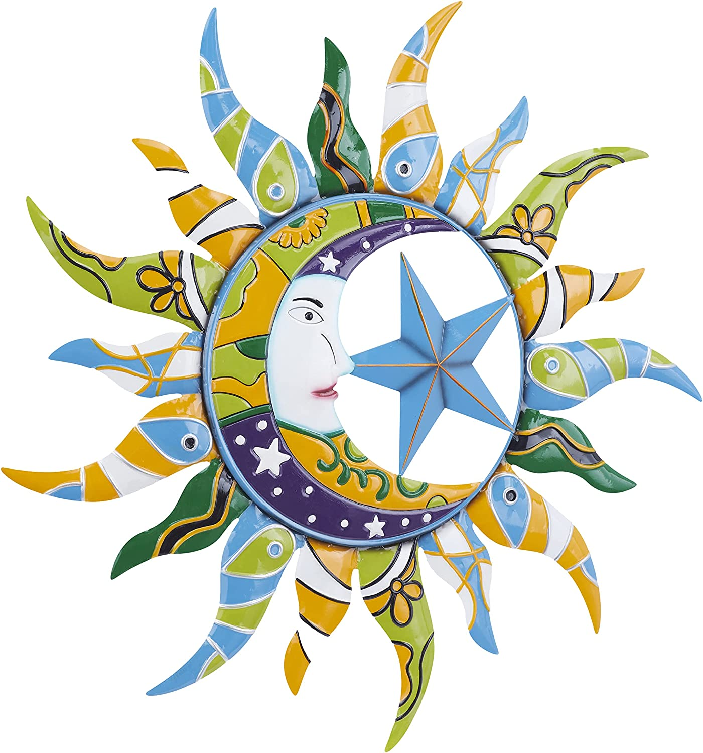 Metal Sun Wall Decor with Abstract Patterns 25″ X 1″ X 25″ Multi