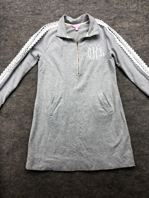 Lily Pulitzer Dress Size Small S Gray Skipper Lace Sweatshirt Pullover Monogram