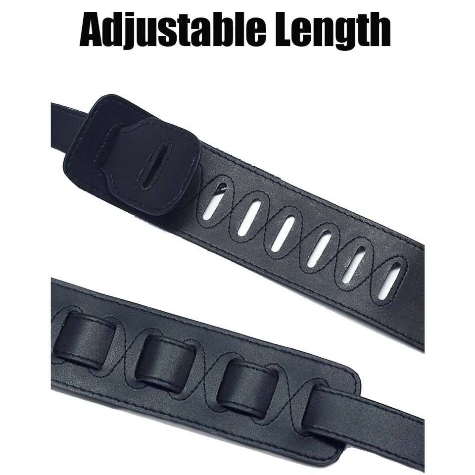 Correia de guitarra couro ecológico bordado boêmio em relevo ajustável acústico elétrico - Imagem 3 de 4