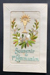 Image Pieuse Carte Postale Brodee Souvenir 1ere Communion Ebay