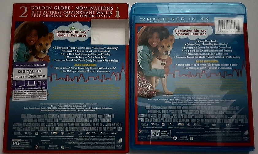 ANNIE (2014) BLU RAY + DVD 2 DISC SET WITH SLIPCOVER SLEEVE FREE