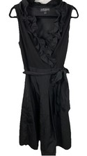 Jessica Howard Dress Size 12 Black Wedding Guest Cocktail Short Ruffle  r,b1 