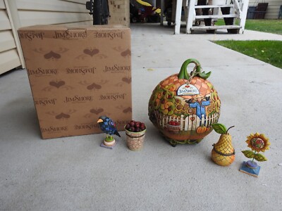 Jim Shore Heartwood Creek Fall Harvest Pumpkin Cookie Jar W 4 Trinkets 4007415