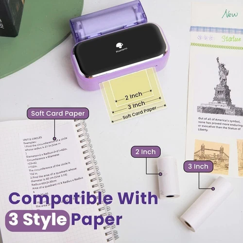 Phomemo M03 Purple Notes Printer Bluetooth Portable Photo Mini Printer Wireless - Picture 2 of 9