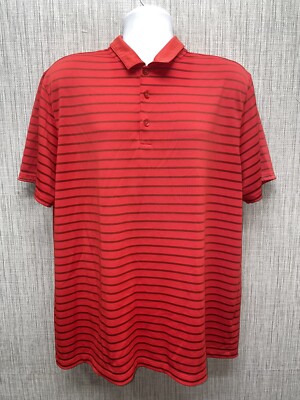 NikeGolf Tour Performance Standard Fit Red Striped Golf Polo Mens XL