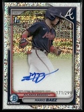 2024 Bowman Chrome Prospect Auto Mario Baez Speckle Refractor /299 Braves 1st