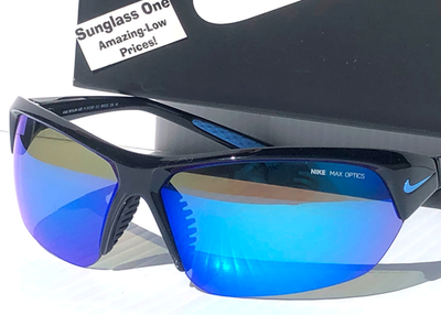 Nike Max Optics スポーツサングラス 青 Nike SKYLON ACE Black MAX Optics Blue Mirror Lens Sunglass DV2163
