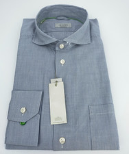 Eton Dress Shirt Mens L 16 - 41 White Blue Striped Contemporary Fit Button Up