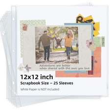 12x12 Heavyweight Clear Scrapbook Page Protectors 25 Pack Refill Pages for