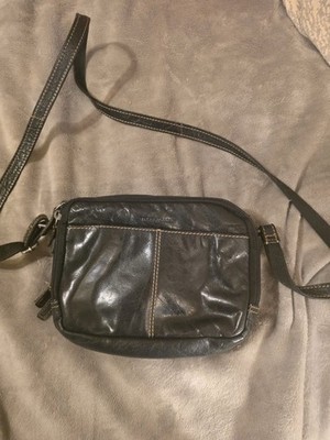 Jack Georges Voyager Genuine Leather  Crossbody Double Zip Black