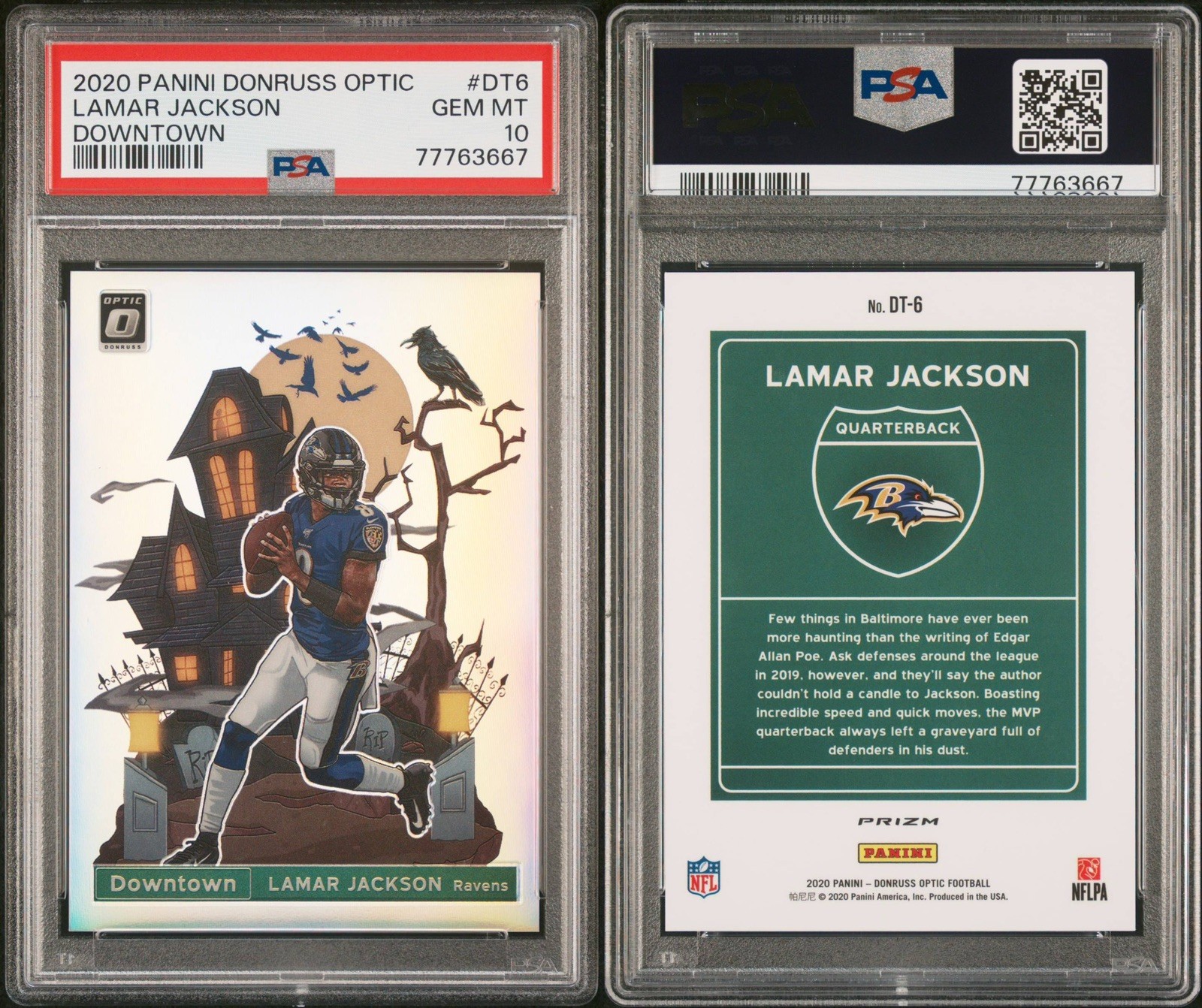 2020 Panini Donruss Optic Downtown Lamar Jackson #DT-6 PSA 10 Baltimore Ravens