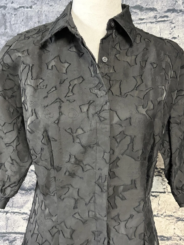 Club Monaco Dress Womens 4 Black Sculptural Sleeve Jacquard Detachable Lining - Image 3 of 4