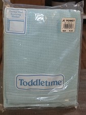 Vintage ToddleTime Aqua Blue Baby Blanket Thermal Knit Receiving JC Penney New