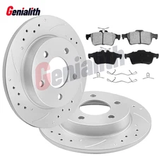 Rear Drilled Brake Rotors & Ceramic Brake Pads for 2005 - 2011 2012 2013 Mazda 3