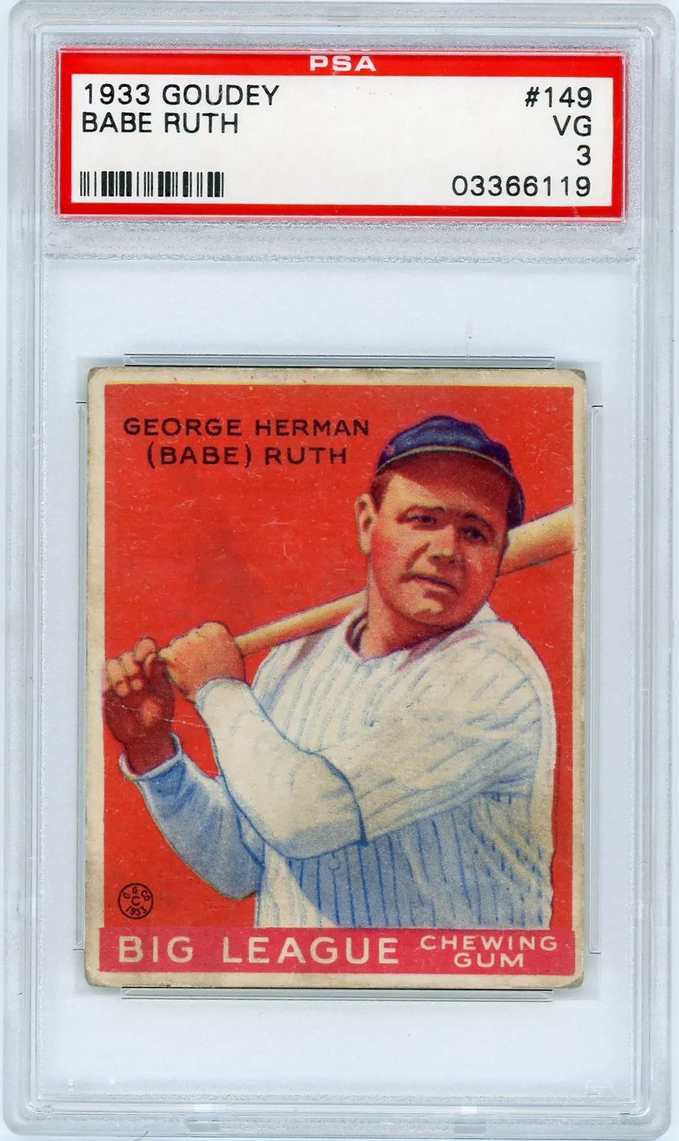 1933 Goudey Babe Ruth #149 PSA 3 view 1