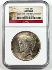 1922-P $1 Peace Dollar NGC Stack's W 57th St Collection Genuine Silver US Coin