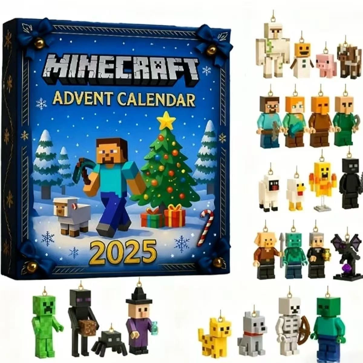Minecraft Christmas Advent Calendar 2025 | Blind Box Backpack Acrylic Keychains