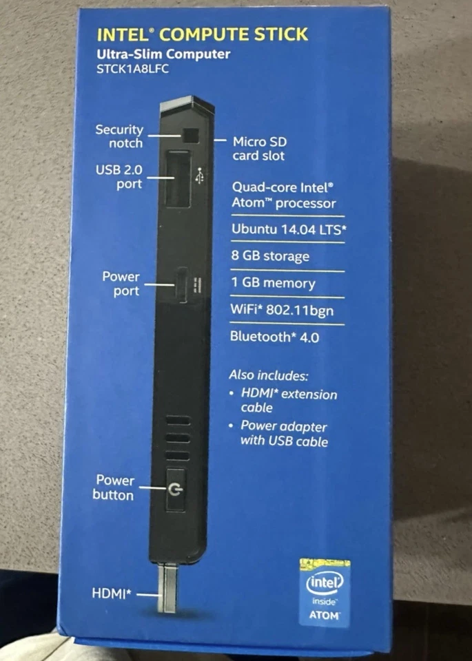 Intel STCK1A8LFC PC Compute Stick Linux (Ubuntu 14.04) 8GB/1GB - NEW SEALED - Image 3 of 4