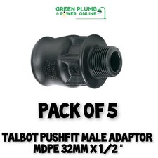 TALBOT MDPE 32mm x 1/2" Push Fit Male Adaptor- E6579 - PACK OF 5