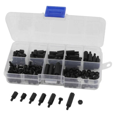 180stk Schwarz Nylon M3 Teile Abstandshalter Spacer Muttern Sechskant Kunststoff - Bild 1 von 4