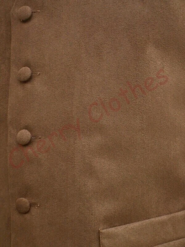 Mens Faux Suede Tan Brown Waistcoat Vest Gilet- All Sizes S M L Xl Xxl 3xl 4xl - Image 2 of 4