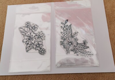 Clear Stamps Set x 2 - Flowers and Leaves | eBay UK