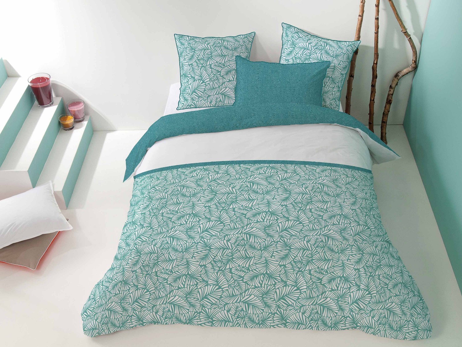 Bettwäsche 135x200 Kinder GrüNe PalmbläTter Bett Produktbild-Vorschau 11