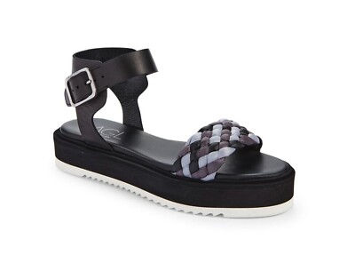 $450 AGL MIREA PLATFORM ANKLE STRAP SANDAL LEATHER BLACK MULTI 38 (1) (ME7)