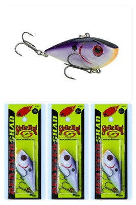 (3) Strike King 2 1/2'' Red Eyed Shad Lipless Crankbaits 1/2 Oz Royal Purple New