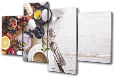 Frühstück Gesundes Cafe Essen Küche MULTI LEINWANDBILD WANDBILD Bild Druck
