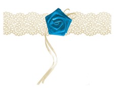 PINK BLUE Lace Bridal Garter - Cream