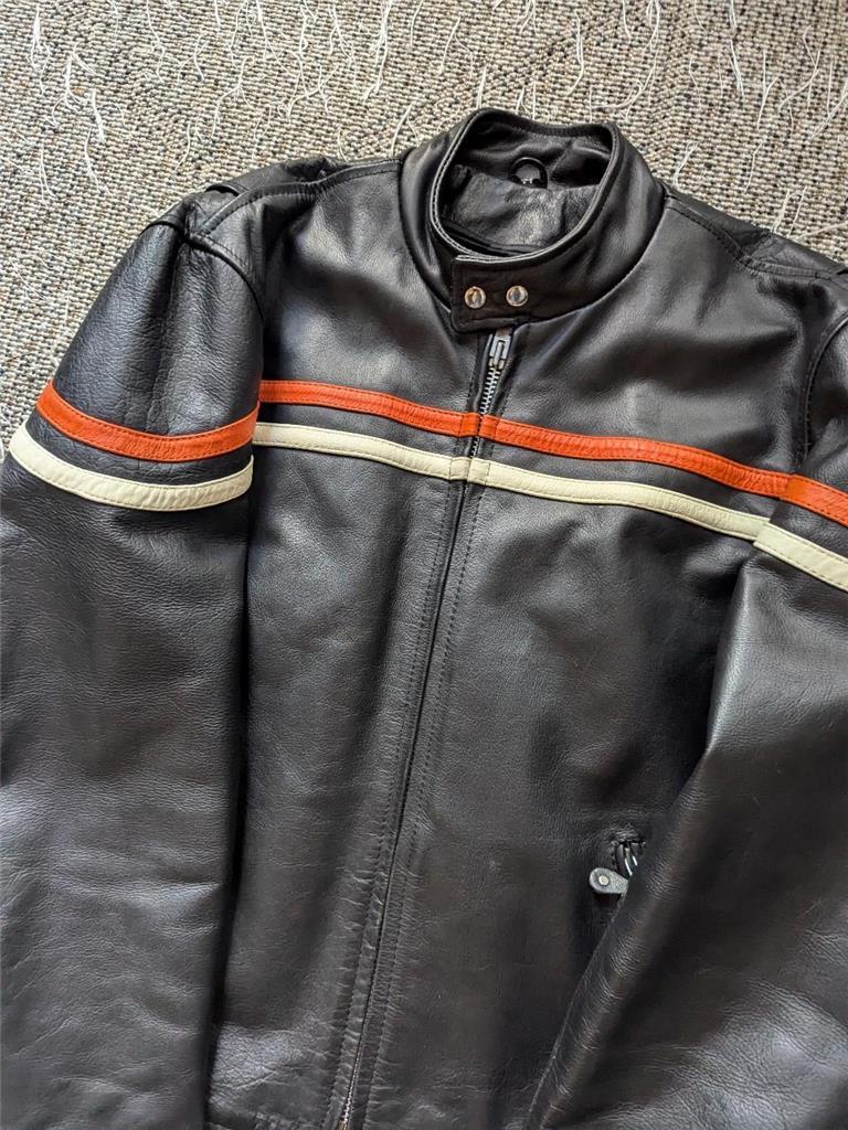 vintage 1990s motorcycle jacket 44 black leather CAFE RACER vintage 1990s motorcycle jacket 44 black leather CAFE RACER