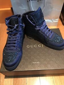 Gucci High Top Sneakers Crystal Studs 