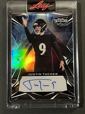 2023 Leaf Vibrance Ravens Justin Tucker - SP Black Prismatic Kicker Auto #d 2/4