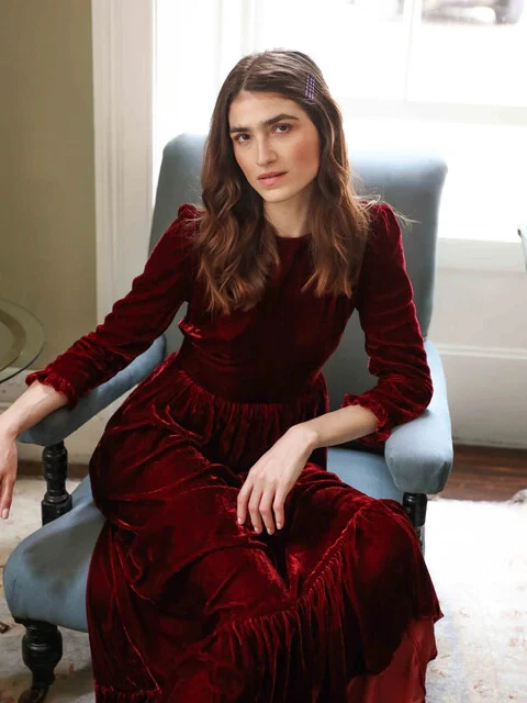 Cranberry velvet dress cheap