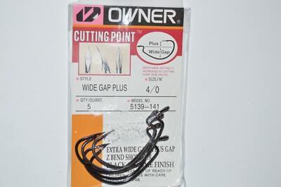 owner cutting point hook extra wide gap plus 4/0 5139-141 black chrome