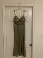 Reformation Gorgeous Artichoke Green Hensley Pleated Satin Dress 8 New With Tags