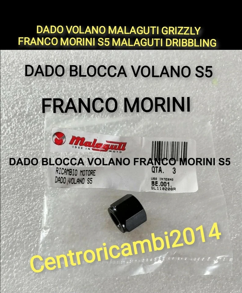 DADO BLOCCA VOLANO ALBERO MOTORE S5N DADO VOLANO MALAGUTI GRIZZLY FRANCO ALBERO MOTORE MORINI S5 MALAGUTI DRIBBLING